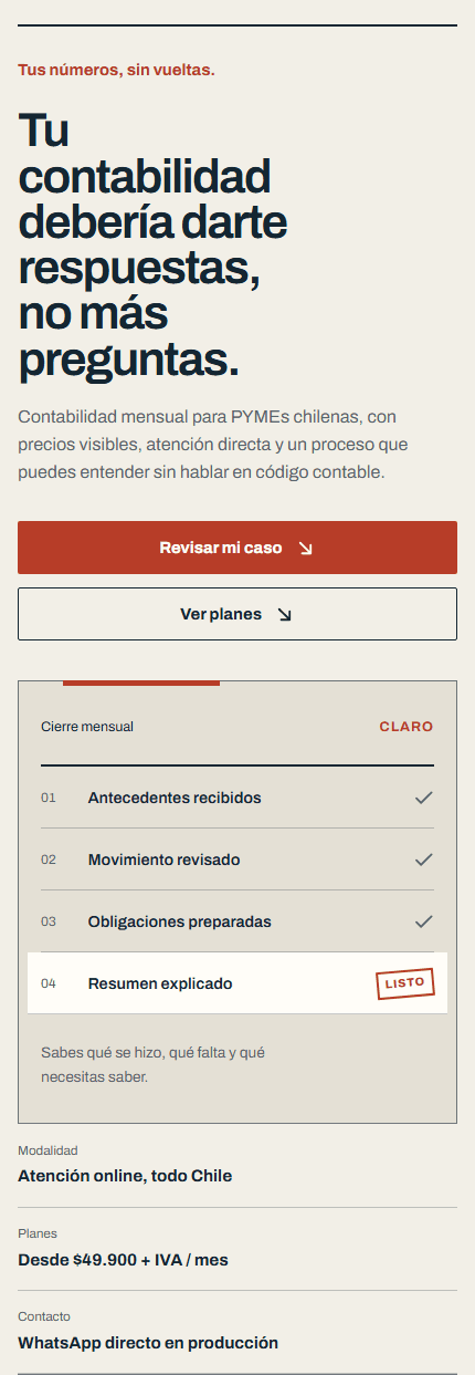 Hero móvil del proyecto conceptual MARGEN Contabilidad Pyme.