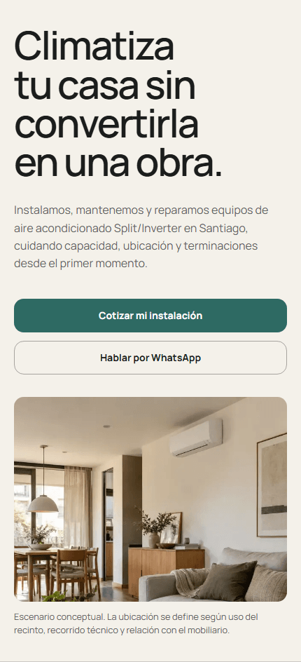 Apertura móvil del proyecto conceptual UMBRAL Climatización.